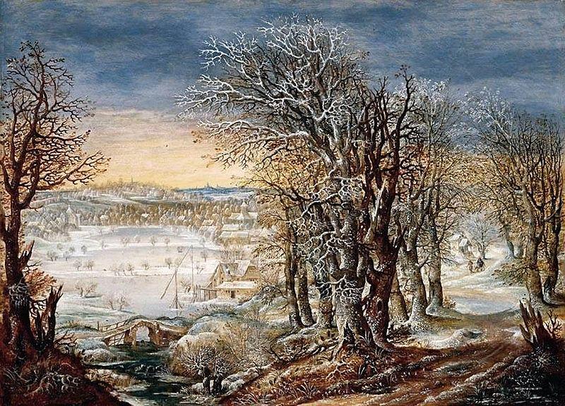 Denis van Alsloot Winter Landscape in the Foret de Soignes, with The Flight into Egypt France oil painting art